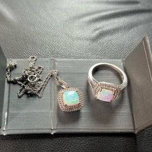 Opal necklace and ring set